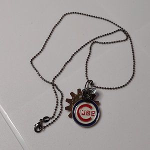 Very Cool Chicago Cubs With Gears Pendant Necklace 18 Inches Long